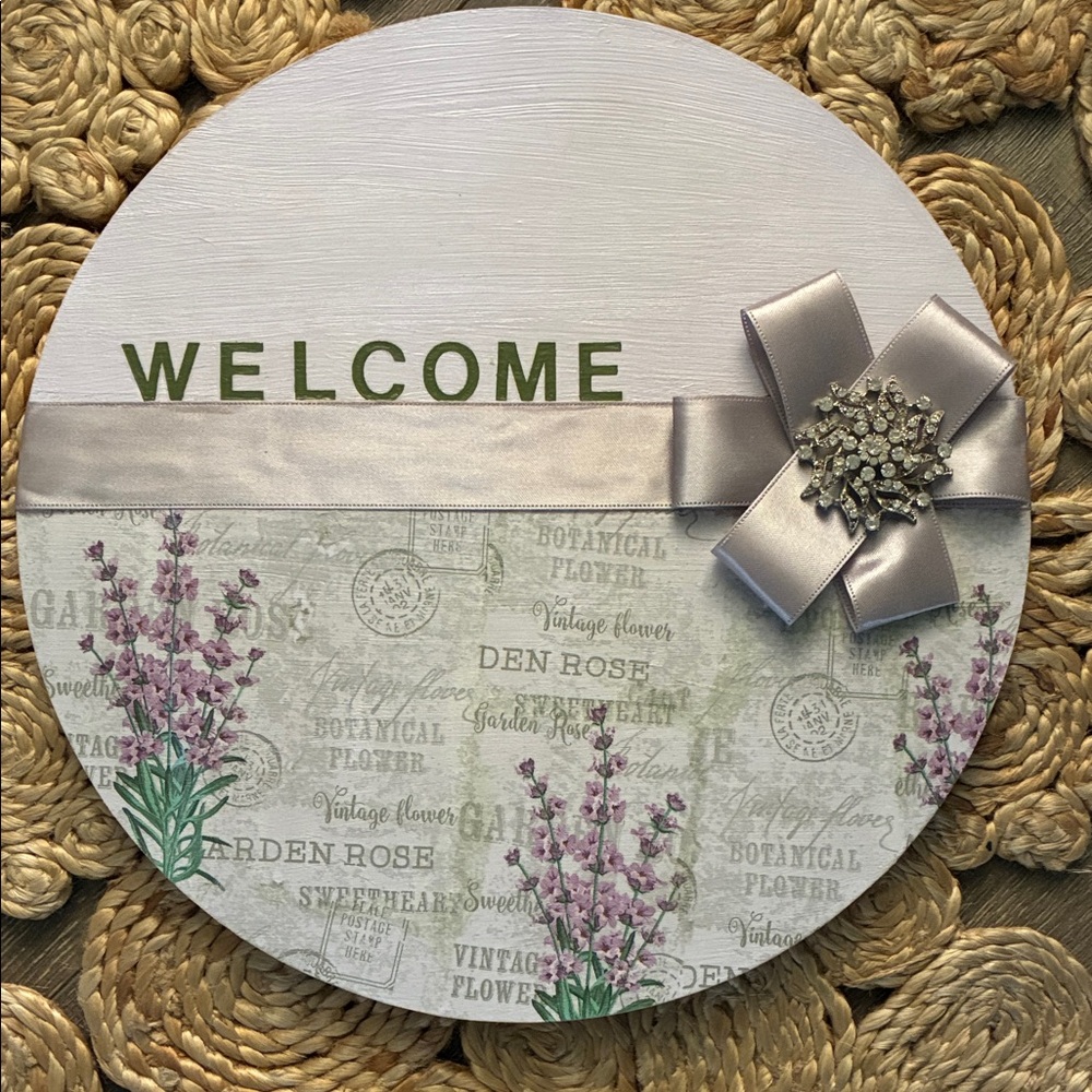 Handmade Round Wooden Welcome Sign